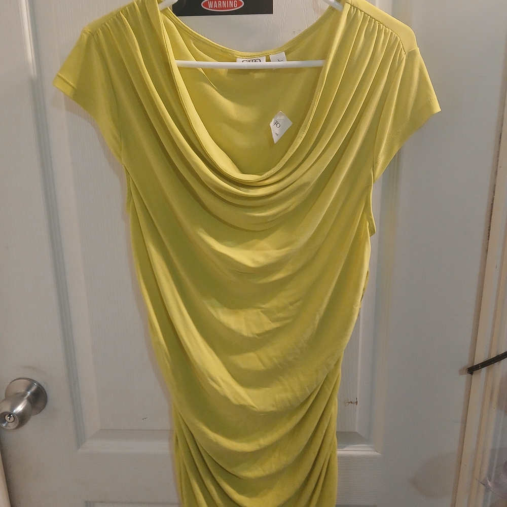 Cato Draped Midi Dress in Lime